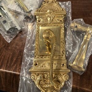 Elegant Brass Door Plates with handles and all hardware set of 4